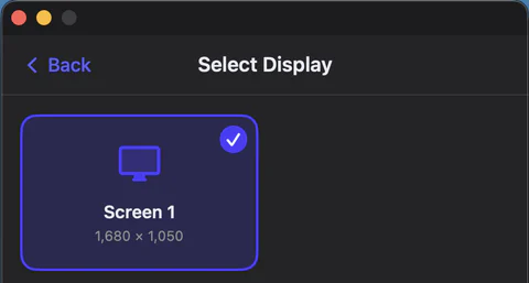 Select Display pop-up