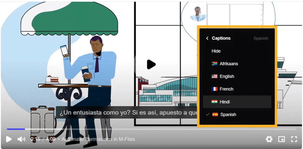 The translated subtitles