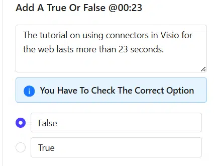 Prompts the user to select the correct answer