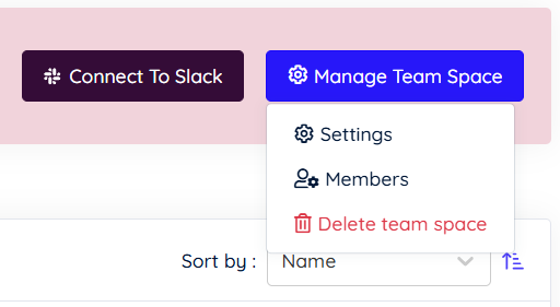 Click the Manage team space button