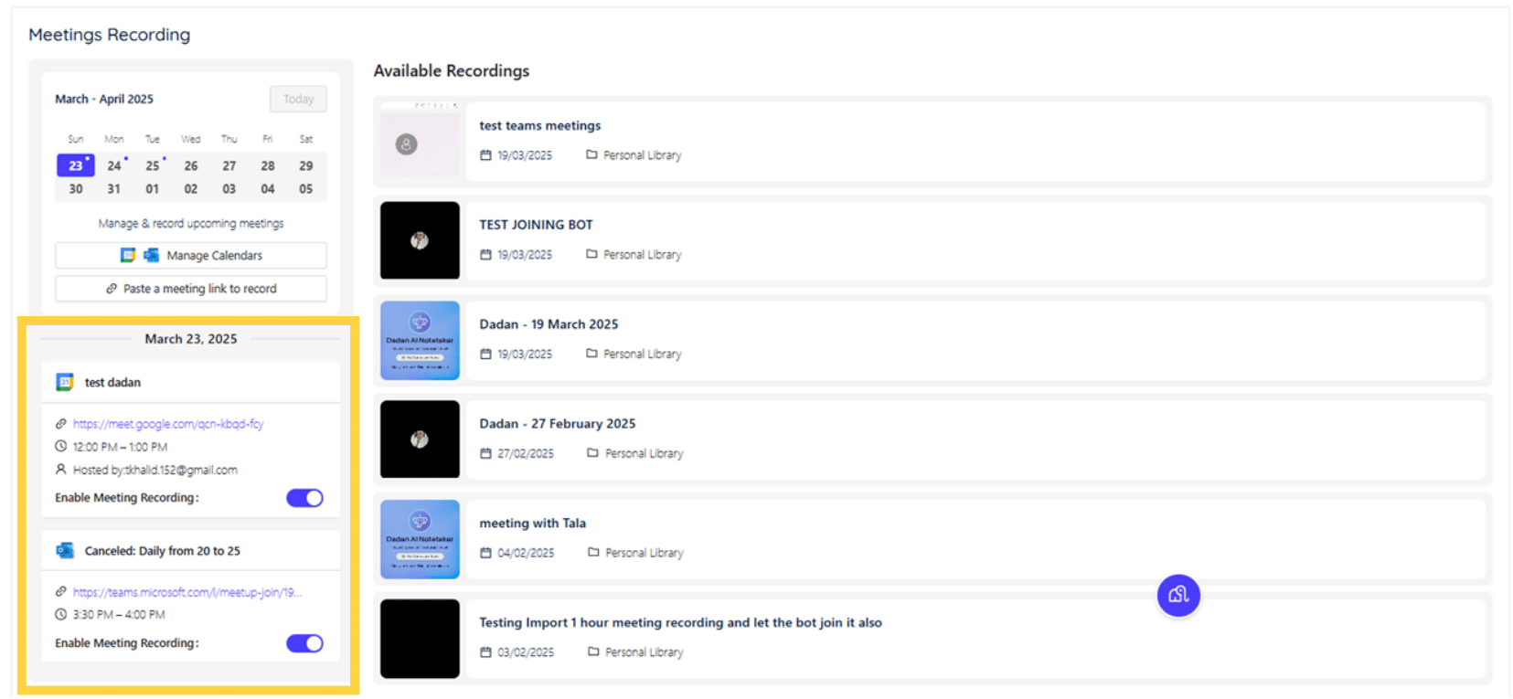 Toggle the Enable Meeting Recording switch to ON