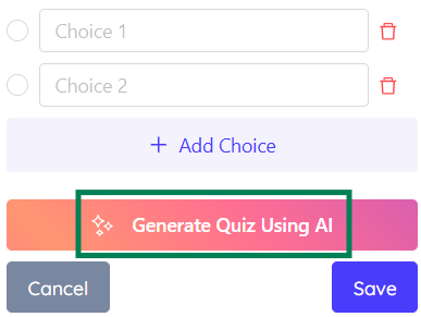Click Generate Quiz Using AI Click Generate Quiz Using AI