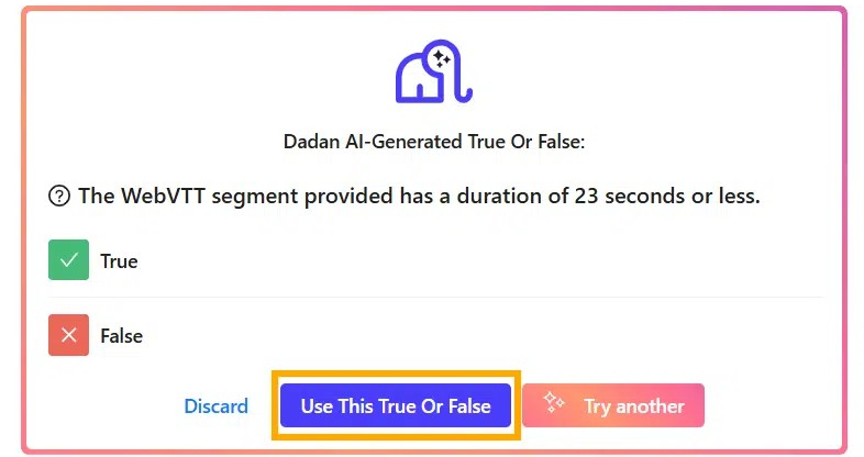 Use This True or False