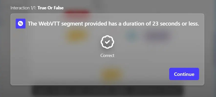 Correct answer feedback