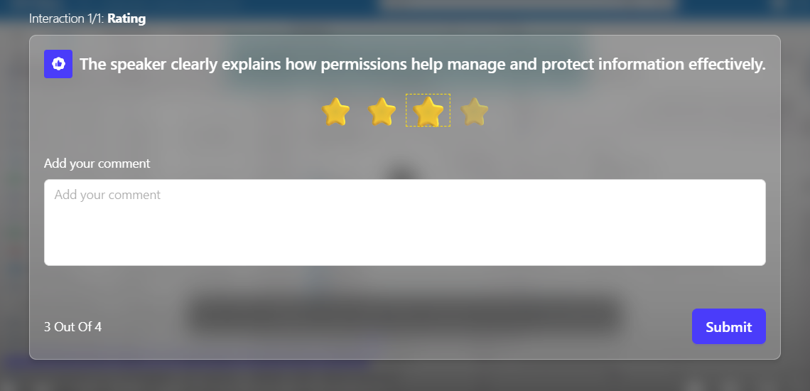 Rating pop-up