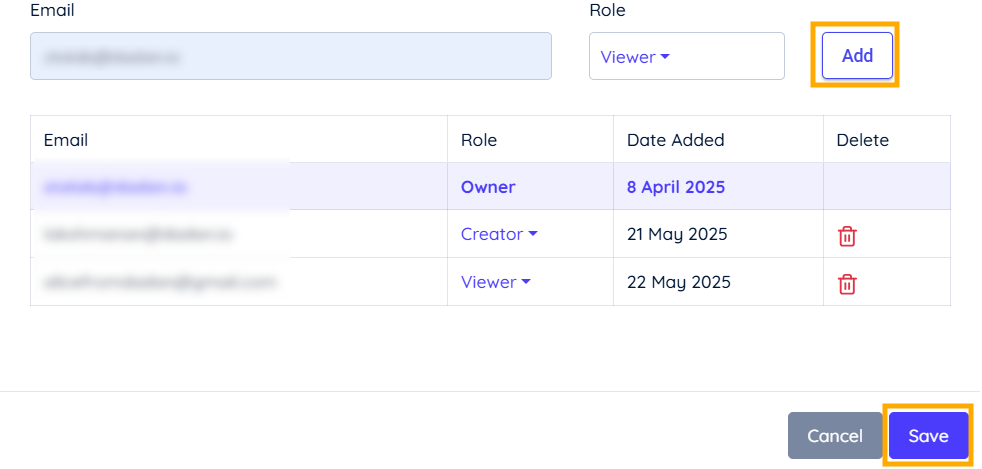 Click Save to send invitations