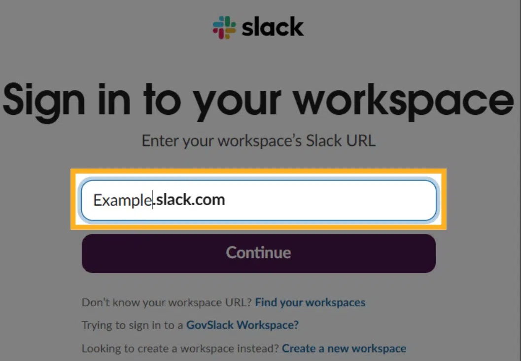 Sign into Slack Workspace