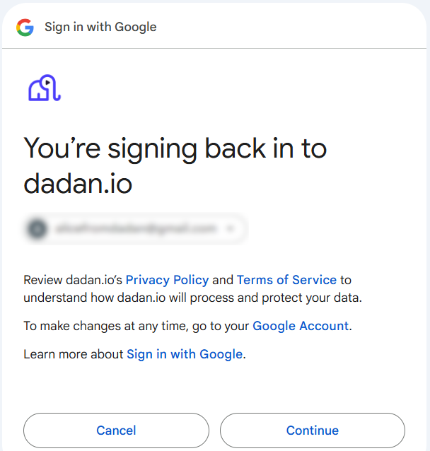Select your Google account