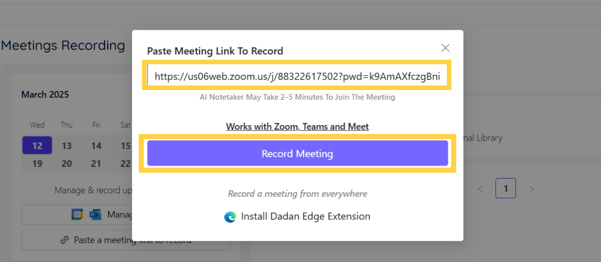 Paste the Zoom meeting link Paste the Zoom meeting link