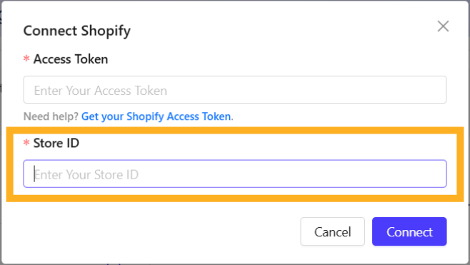 Enter your Shopify Store ID