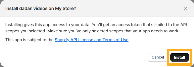 Click Install to confirm the installation