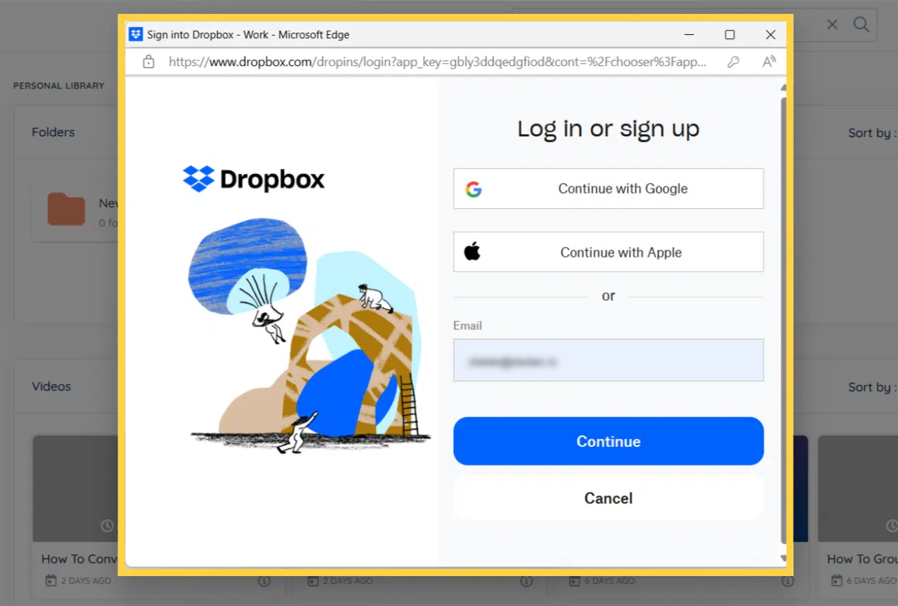 Sign in to Dropbox