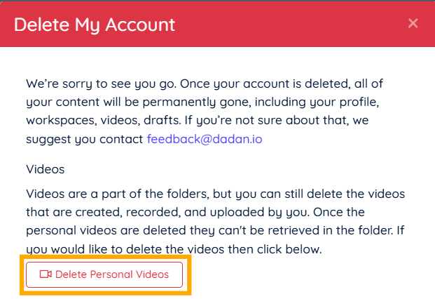 Delete Personal Videos