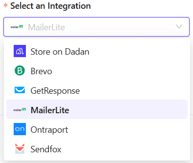 Select an Integration