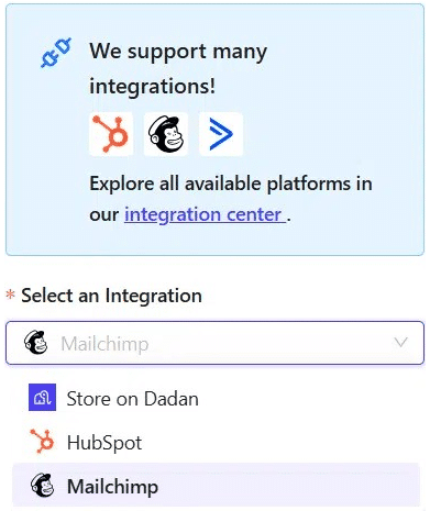 Select an Integration Select an Integration