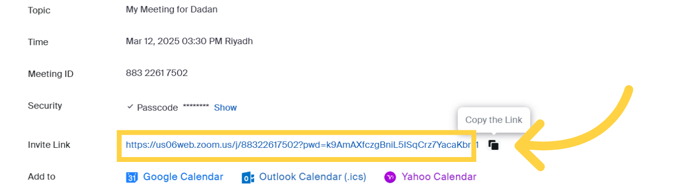Copy the Meeting Link