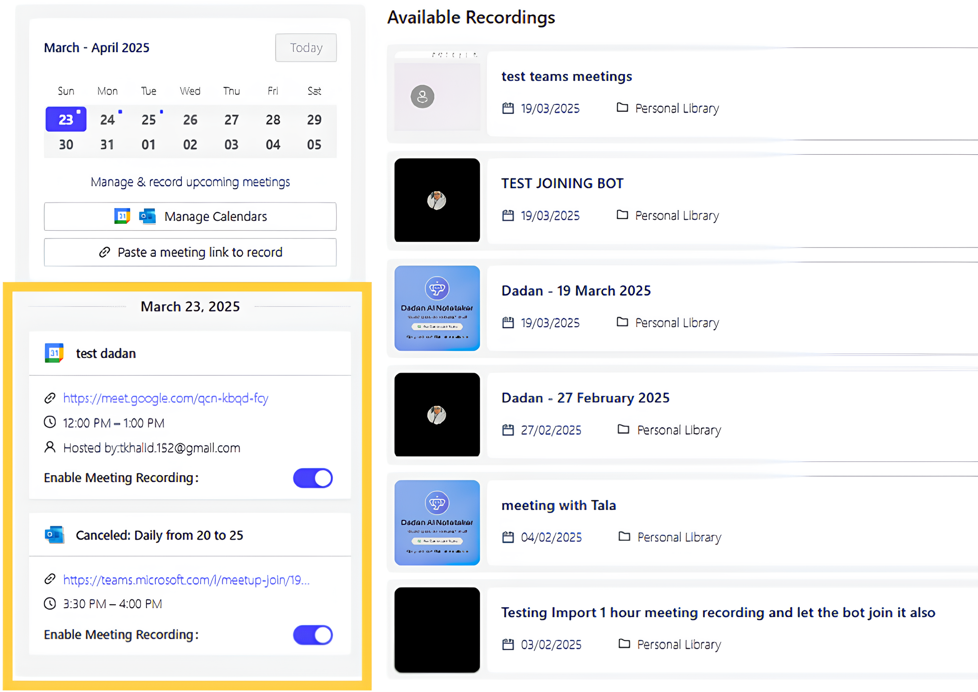 View upcoming meetings