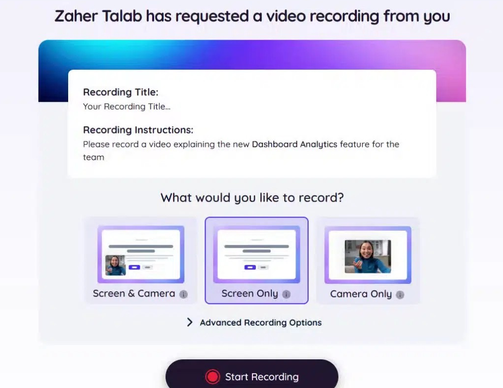 Recording request page