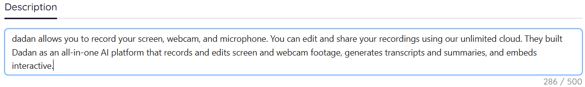 Added description box