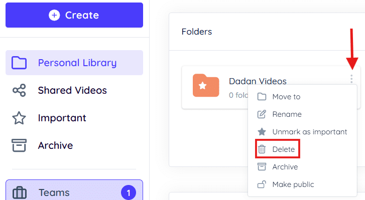 Delete Folder Option Delete Folder Option