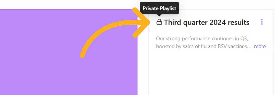Private playlist shows a lock icon