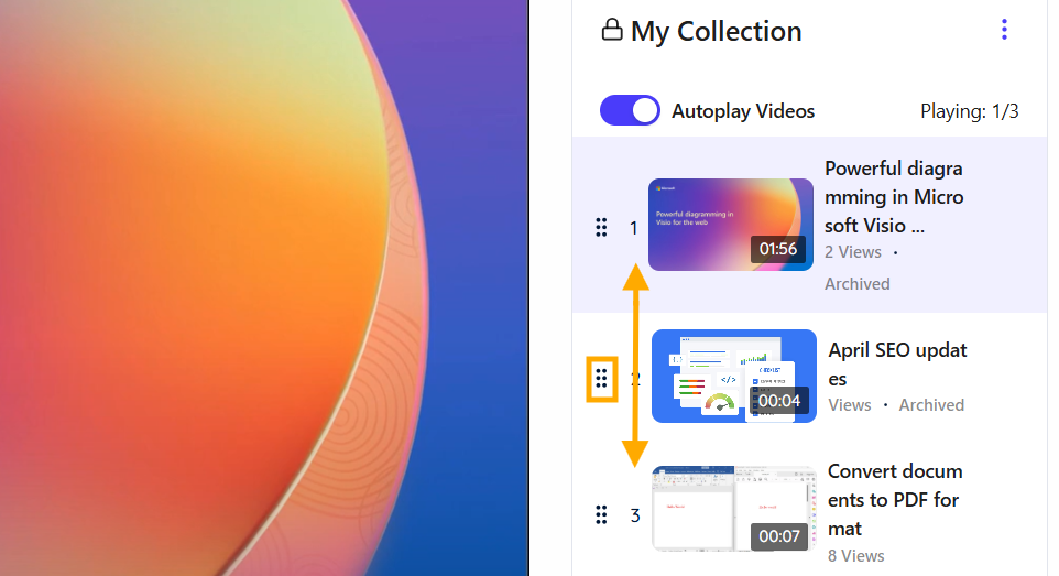 Drag the six-dot icon