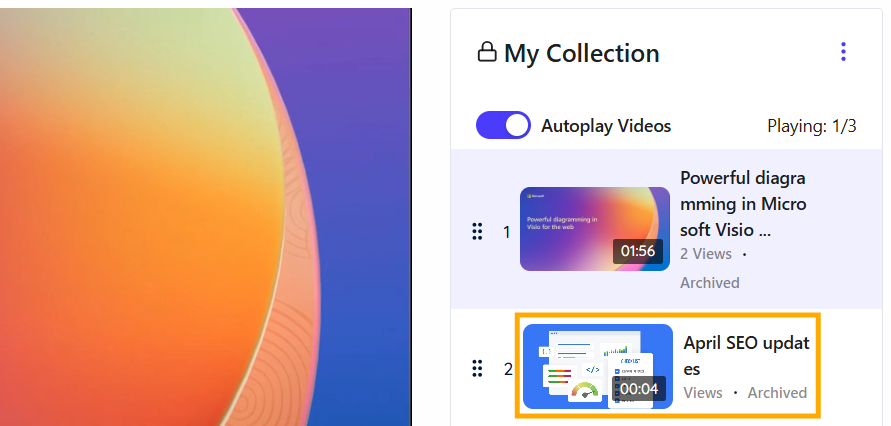 Click on a video thumbnail to start playing it
