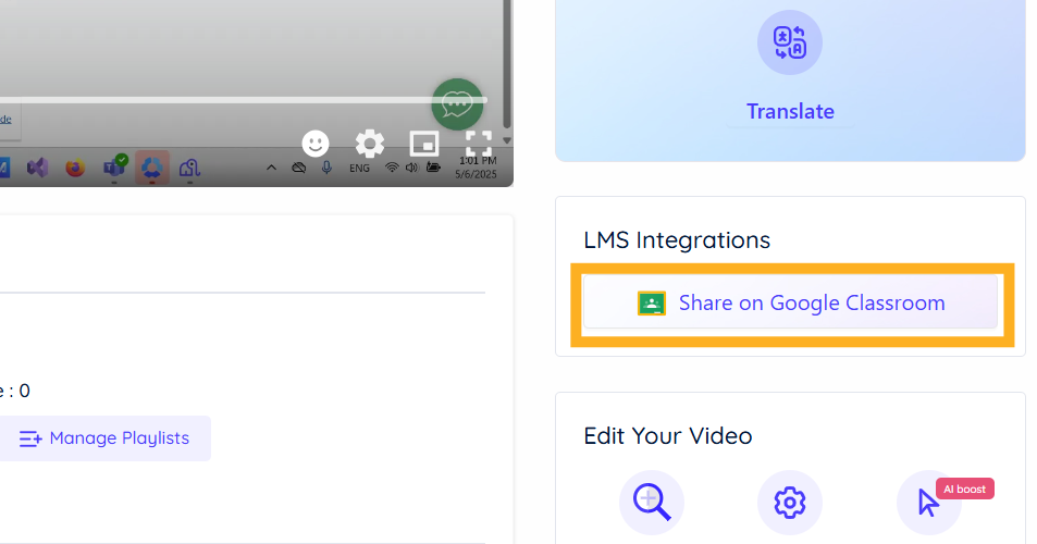 Share on Google Classroom button