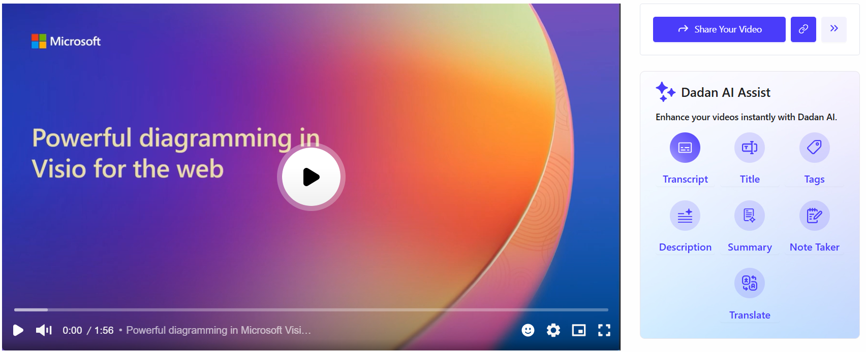 The video playback screen
