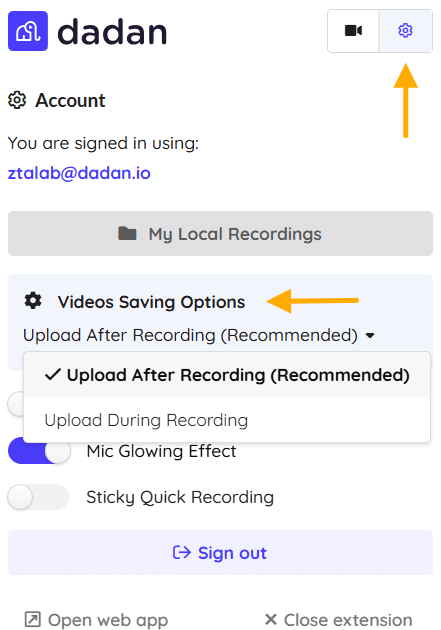 Video Saving Options