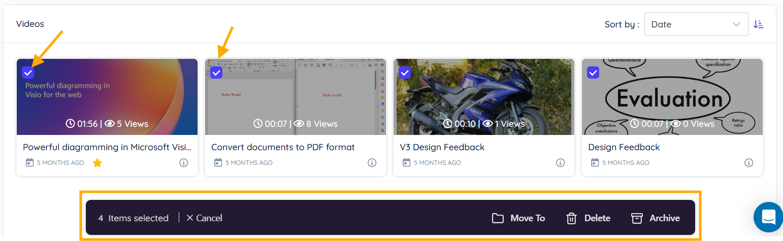 Manage multiple videos