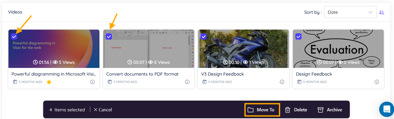 Move multiple videos