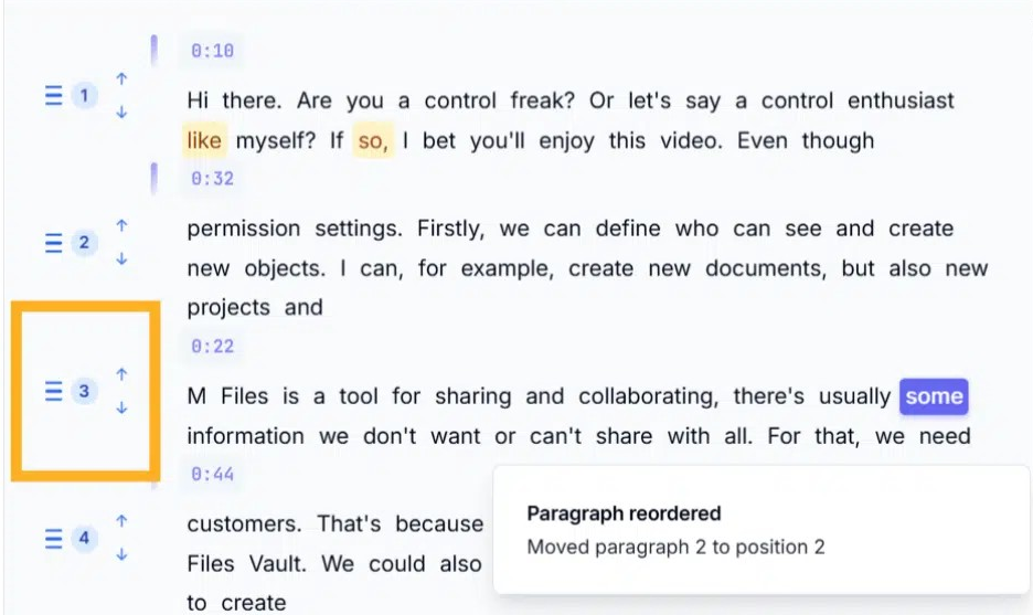 Drag and drop paragraphs
