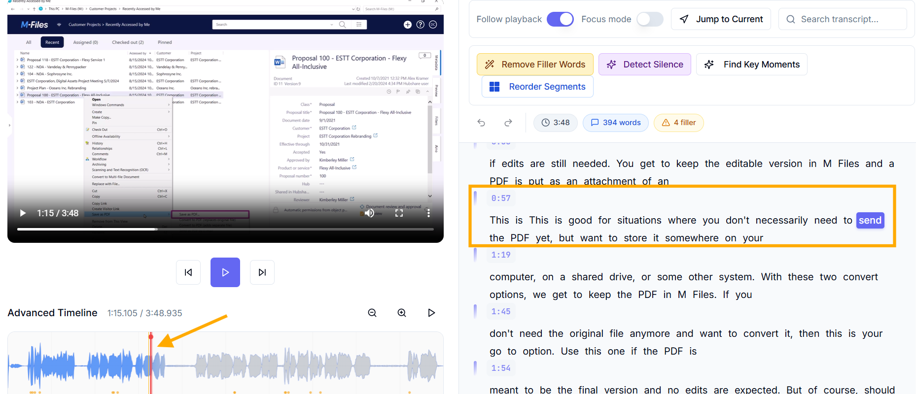 Navigate with the Playhead