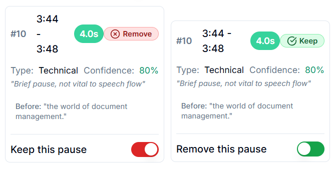 Select the silent segments you want to remove