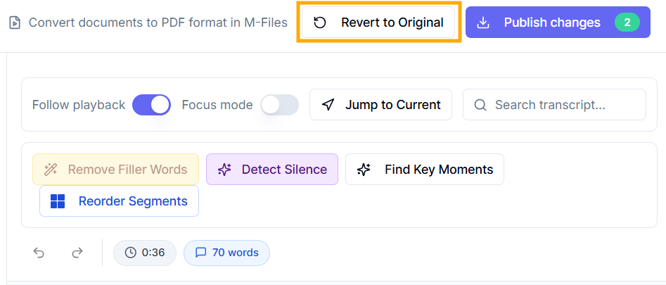 Click Revirt to Original