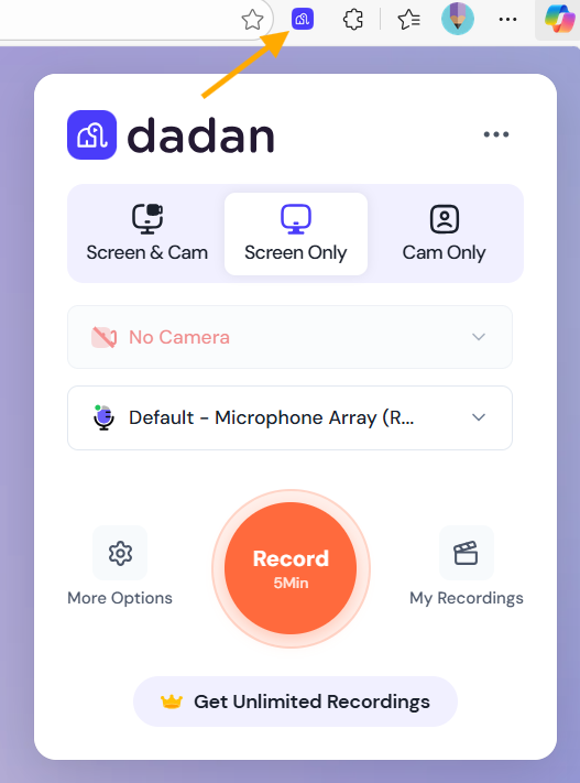 Accessing the dadan browser extension