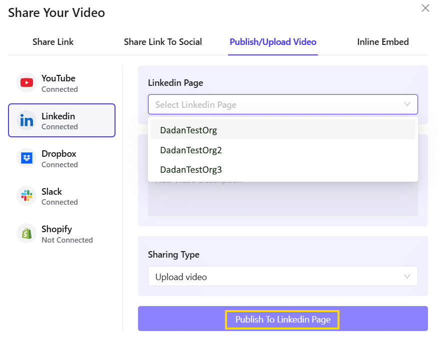 Click Publish To LinkedIn Page