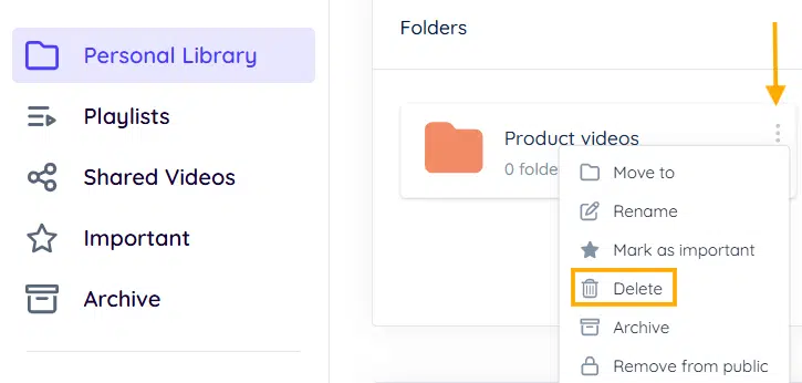 Delete Folder Option