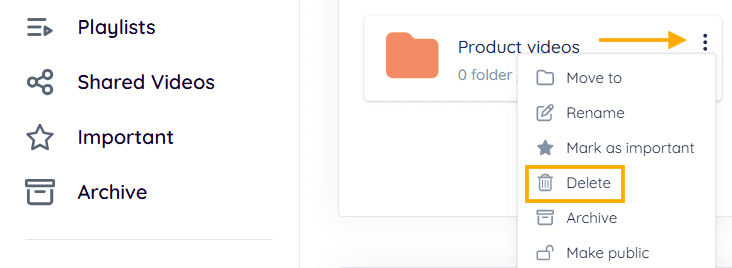 Delete Folder Option Delete Folder Option