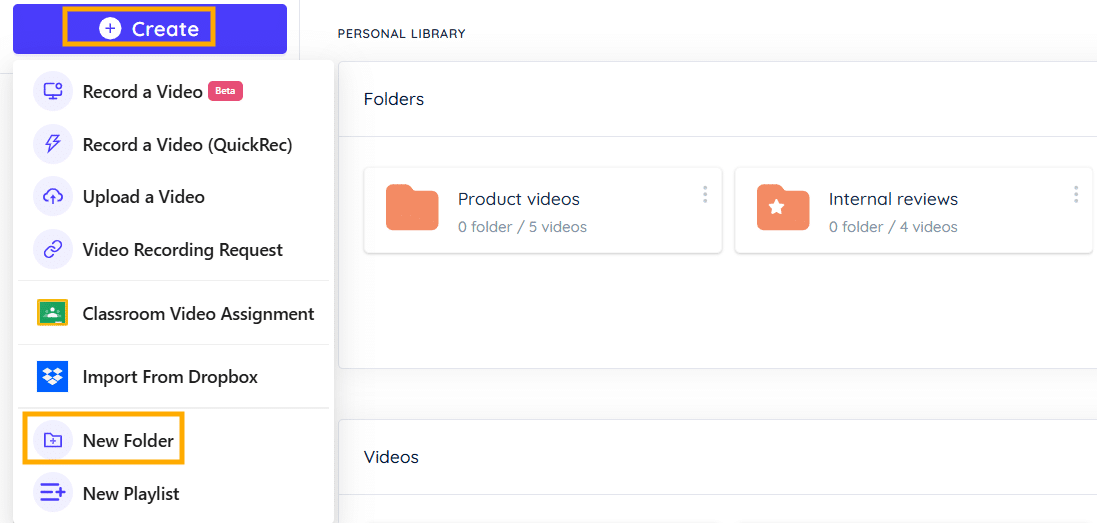 Click Create, then New Folder Click Create, then New Folder