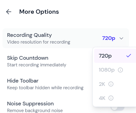 Choose Recording Quality
