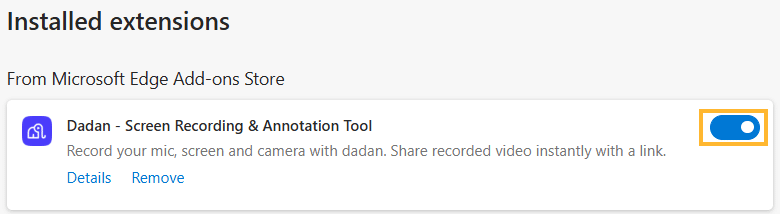 Open extensions in your browser