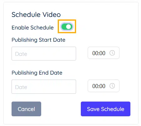 Choose the Enable Schedule option Choose the Enable Schedule option