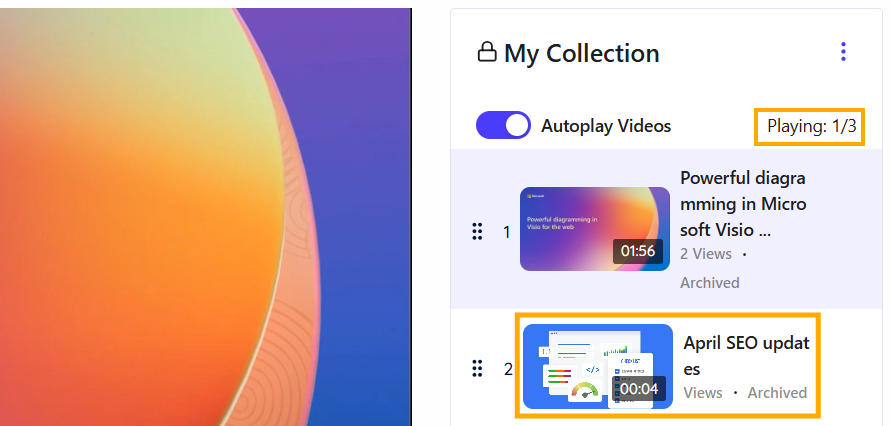 Click on a video thumbnail to start playing it