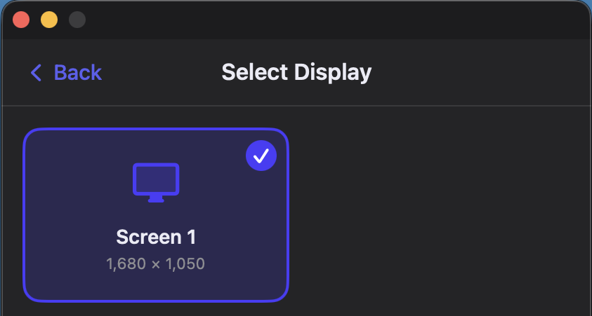 Select Display screen Select Display screen