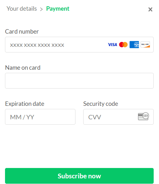 Provide card information