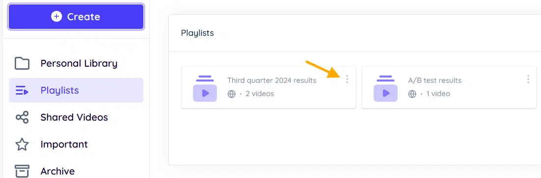 Click the three-dot menu on a video thumbnail