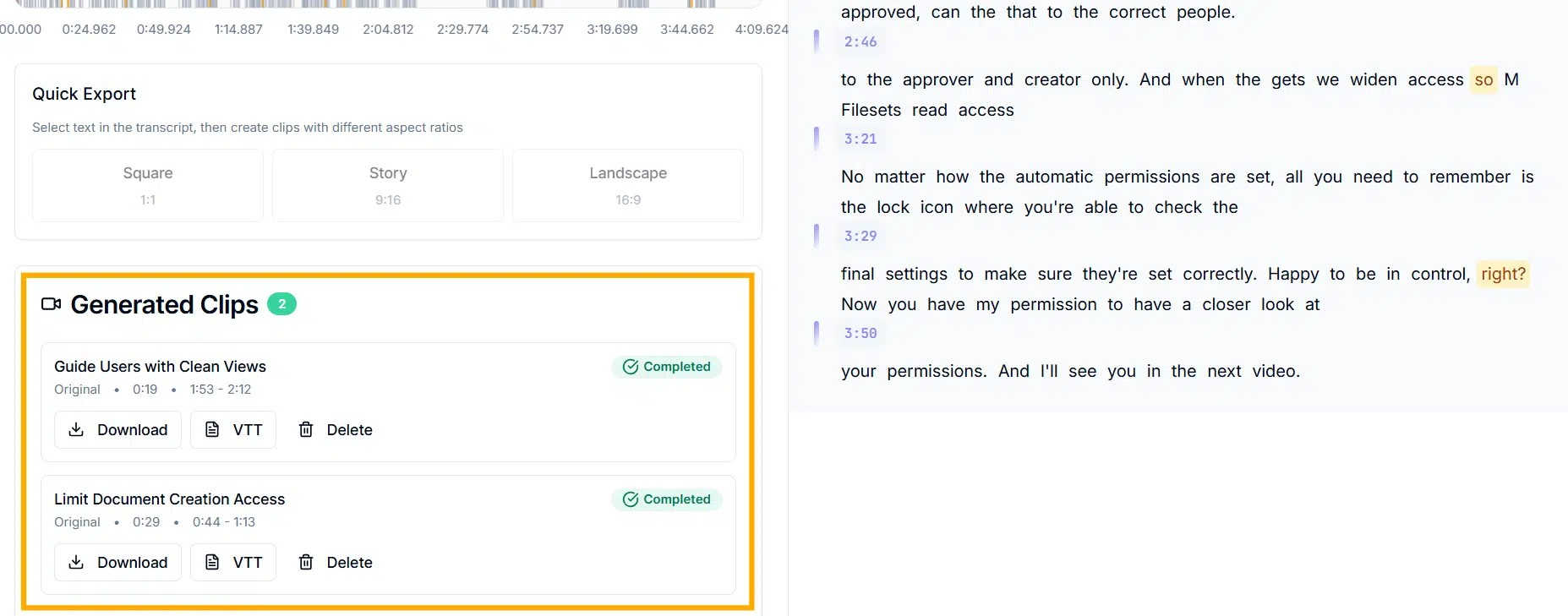Generated clips Generated clips