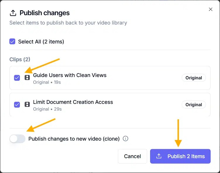 Select items Select items
